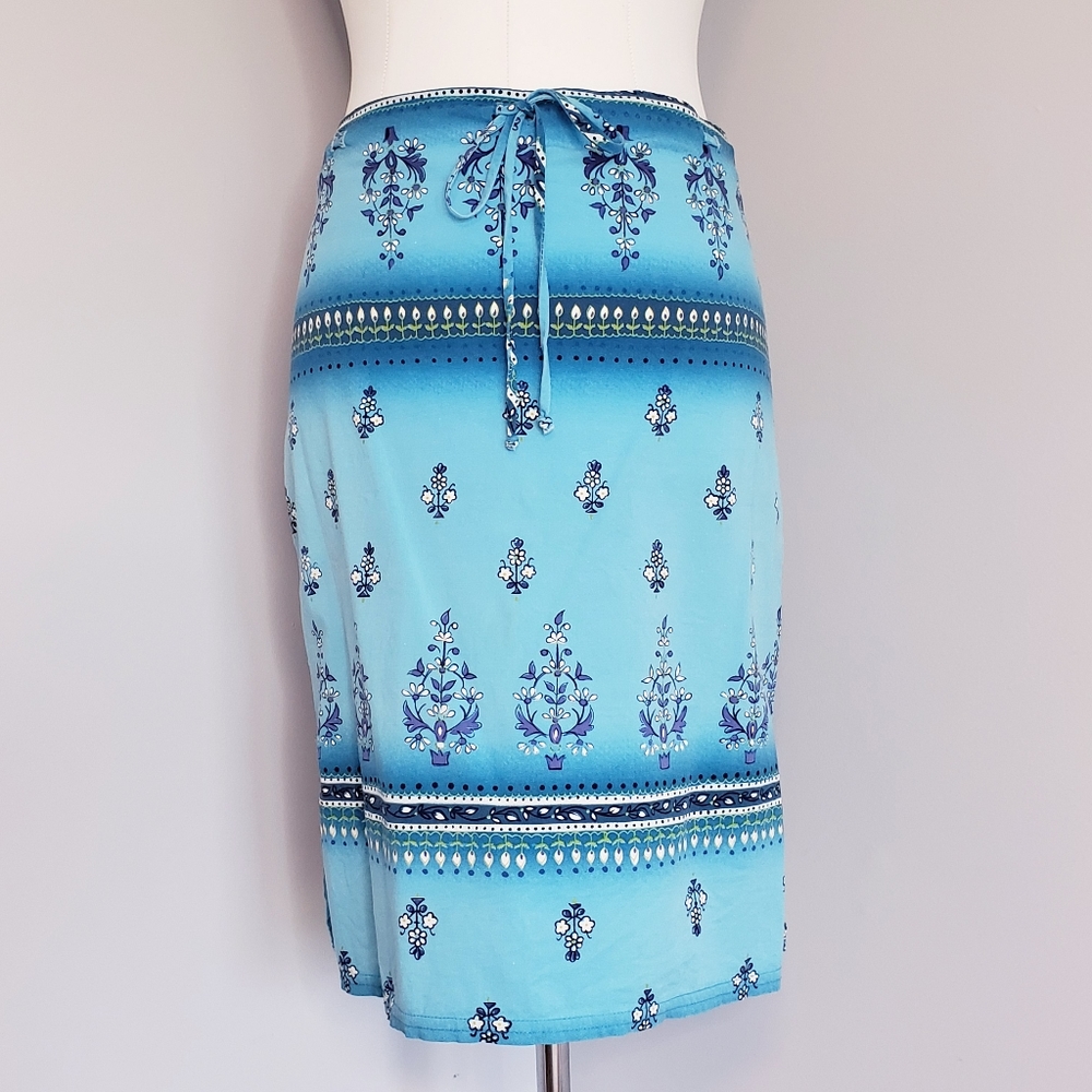 HANA Blue Floral Bandana Pencil Skirt